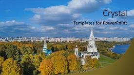  Presentation with church flyers - Audience pleasing presentation consisting of church of ascension in park backdrop and a teal colored foreground