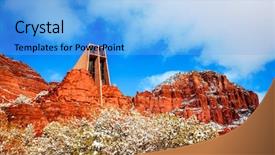  Presentation with arizona - Slides with church of holy cross in sedona arizona in winter background and a light blue colored foreground