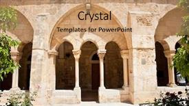  Presentation with nativity - Colorful slide set enhanced with church of nativity bethlehem backdrop and a coral colored foreground