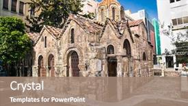  Presentation with church - Theme featuring church of panaghia kapnikarea side background and a coral colored foreground