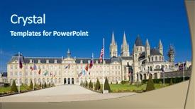  Presentation with saint - Presentation theme featuring church of saint etienne l'abbaye aux hommes normandy france background and a dark gray colored foreground