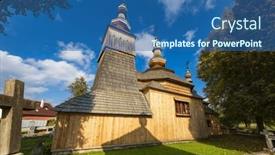  Presentation with unesco - PPT layouts with church-of-saint-michael-archangel background and a ocean colored foreground