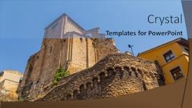  Presentation with church - Slides having church-of-san-miguel background and a light blue colored foreground