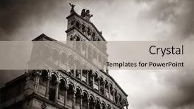  Presentation with black power graphics for church - Amazing slides having church of san pietro somaldi backdrop and a  colored foreground