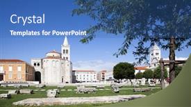  Presentation with croatia - PPT theme consisting of church of st donat zadar croatia background and a ocean colored foreground