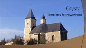  Presentation with church - Slide set featuring church-of-st-francis-xavier background and a light blue colored foreground