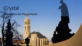  Presentation with kutna hora - PPT theme consisting of church-of-st-james-kutna background and a teal colored foreground