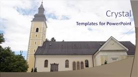  Presentation with church - Beautiful presentation design featuring church-of-st-john backdrop and a sky blue colored foreground