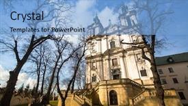  Presentation with bishop church - Presentation design enhanced with church of st stanislaus bishop background and a light blue colored foreground