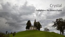  Presentation with church - Presentation design featuring church-of-st-thomas background and a light gray colored foreground