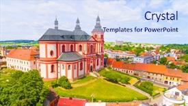  Presentation with baroque - Amazing PPT theme having church of the assumption 1775 backdrop and a sky blue colored foreground