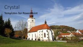  Presentation with virgin mary - Theme consisting of church-of-the-assumption background and a teal colored foreground