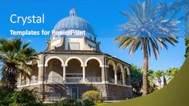  Presentation with church - PPT theme consisting of church-of-the-beatitudes background and a teal colored foreground