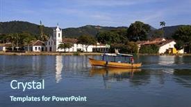  Presentation with colonial - Slide set having church of the beautiful portuguese background and a ocean colored foreground