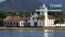  Presentation with colonial - Audience pleasing presentation design consisting of church of the beautiful portuguese backdrop and a ocean colored foreground