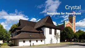  Presentation with unesco - Slide deck with church-of-the-holy-trinity background and a ocean colored foreground