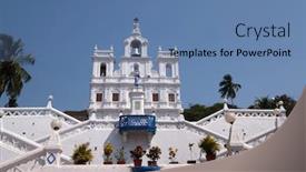  Presentation with goa - Amazing PPT theme having church-of-the-immaculate-conception backdrop and a teal colored foreground