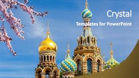  Presentation with blood - Beautiful presentation theme featuring saint peterburgs - church of the savior backdrop and a teal colored foreground
