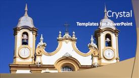  Presentation with church - Amazing presentation theme having church-of-the-typical-village backdrop and a ocean colored foreground