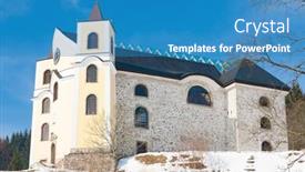  Presentation with virgin mary - Slide deck with church-of-virgin-mary-assumption background and a teal colored foreground