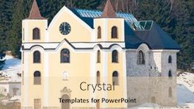  Presentation with virgin mary - Presentation design featuring church-of-virgin-mary-assumption background and a lemonade colored foreground