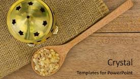  Presentation with yellow wood - Cool new slides with church offering - wooden spoon of aromatic yellow backdrop and a coral colored foreground