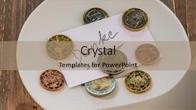  Presentation with language - Slide set featuring church offertory - plate of coins for tips background and a coral colored foreground