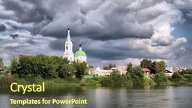  Presentation with coast - PPT theme consisting of church on coast river hdr background and a tawny brown colored foreground