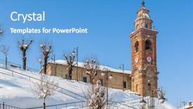  Presentation with church blue - Presentation having church on the hill covered background and a  colored foreground