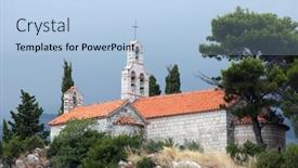  Presentation with church - PPT theme featuring church-on-the-top background and a light blue colored foreground