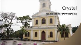  Presentation with macau - Audience pleasing presentation theme consisting of church on top of colina da penha in macau backdrop and a white colored foreground
