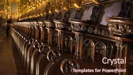  Presentation with wood carving - Slide set consisting of church pews detail wood carving background and a wine colored foreground