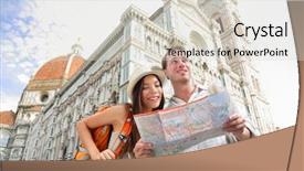  Presentation with italy map - Colorful slide set enhanced with church relationship - tourist travel couple by florence backdrop and a lemonade colored foreground