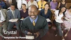  Presentation with preacher - Beautiful presentation featuring church religion - preacher and congregation portrait high backdrop and a tawny brown colored foreground