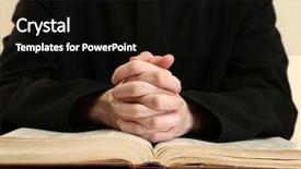  Presentation with reading bible - PPT layouts enhanced with church religion - priest reading from the holy background and a black colored foreground