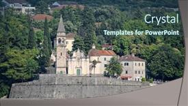  Presentation with kotor montenegro - PPT layouts having church saint matthew in dobrota kotor bay montenegro background and a ocean colored foreground