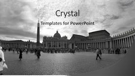  Presentation with panoramic - PPT theme enhanced with church san pietro - panoramic view on plaza background and a light gray colored foreground