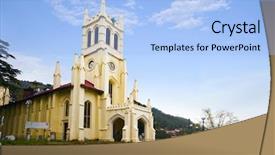  Presentation with christian church - Colorful PPT layouts enhanced with church shimla himachal pradesh india backdrop and a light blue colored foreground