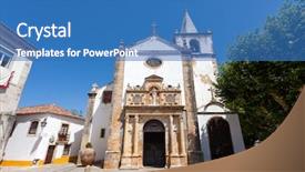  Presentation with medieval church - Beautiful presentation theme featuring church showing a renaissance portal backdrop and a teal colored foreground