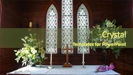  Presentation with stained glass - Colorful PPT layouts enhanced with church showing the stained glass backdrop and a tawny brown colored foreground