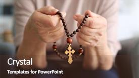  Presentation with rosary - Beautiful PPT layouts featuring church sin - elderly woman with rosary beads backdrop and a tawny brown colored foreground