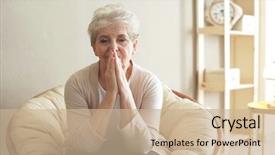 Presentation with elderly home - Audience pleasing PPT layouts consisting of church sin - praying elderly woman sitting backdrop and a coral colored foreground