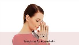  Presentation with praying hands rosary - Amazing theme having church sin - young woman praying with her backdrop and a lemonade colored foreground