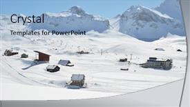  Presentation with switzerland - Presentation theme having church snow covered - melchsee-frutt switzerland background and a light blue colored foreground