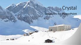  Presentation with switzerland - PPT theme consisting of church snow covered - melchsee-frutt switzerland background and a light blue colored foreground