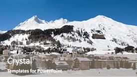  Presentation with switzerland - Amazing PPT theme having church snow covered - panorame view of davos switzerland backdrop and a  colored foreground