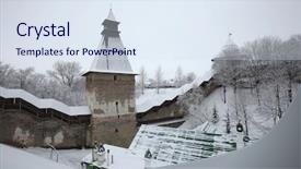  Presentation with caves - Audience pleasing PPT layouts consisting of church snow covered - russian winter towers and walls backdrop and a  colored foreground