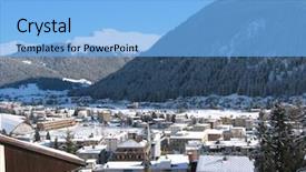  Presentation with alien in winter - Presentation design with church snow covered - winter view of davos famous background and a  colored foreground