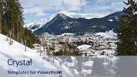  Presentation with winter in the swiss alps - Presentation theme featuring church snow covered - winter view of davos famous background and a lemonade colored foreground