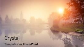  Presentation with foggy - Amazing slide deck having church st john the baptist backdrop and a coral colored foreground